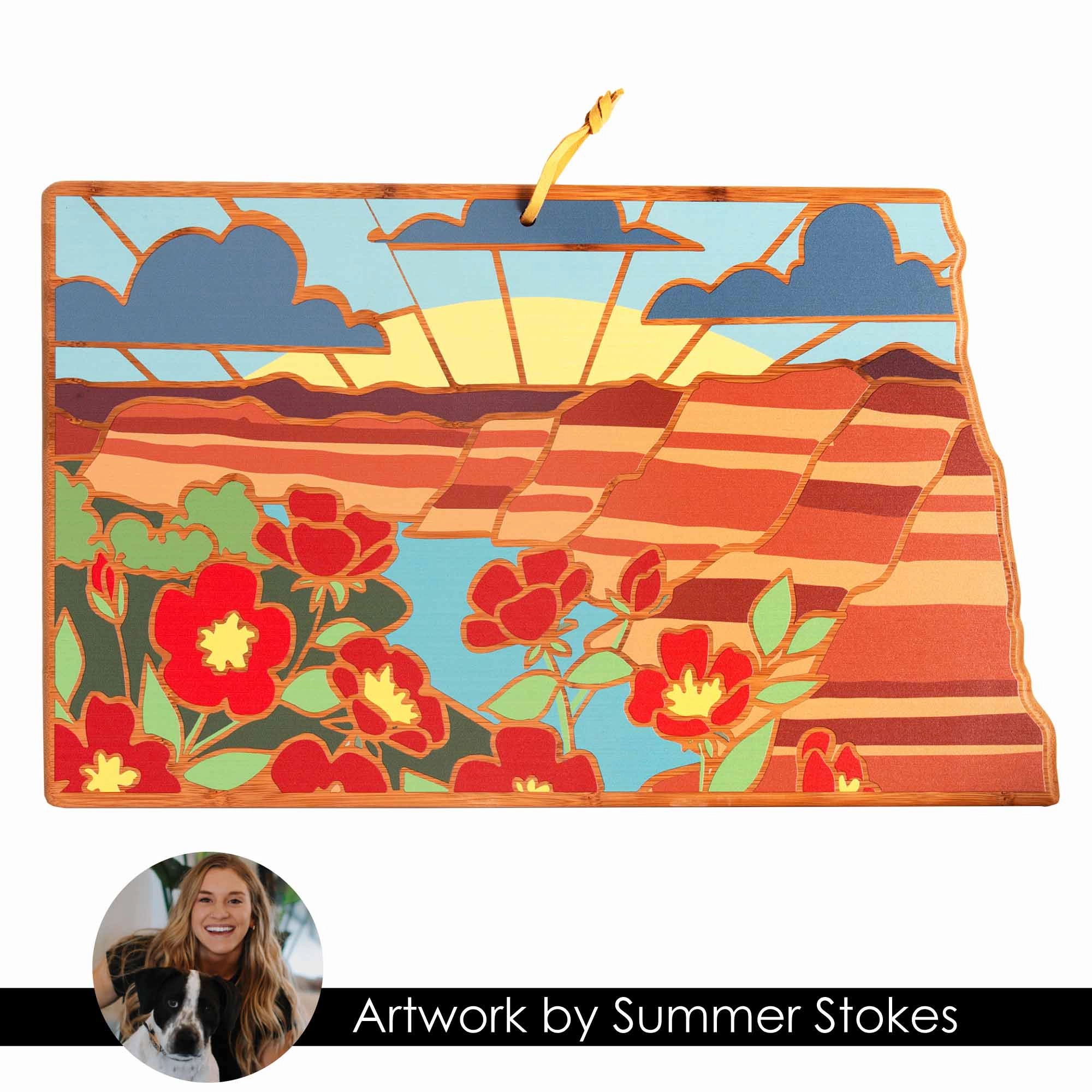 North Dakota Cutting Board with Artwork by Summer Stokes