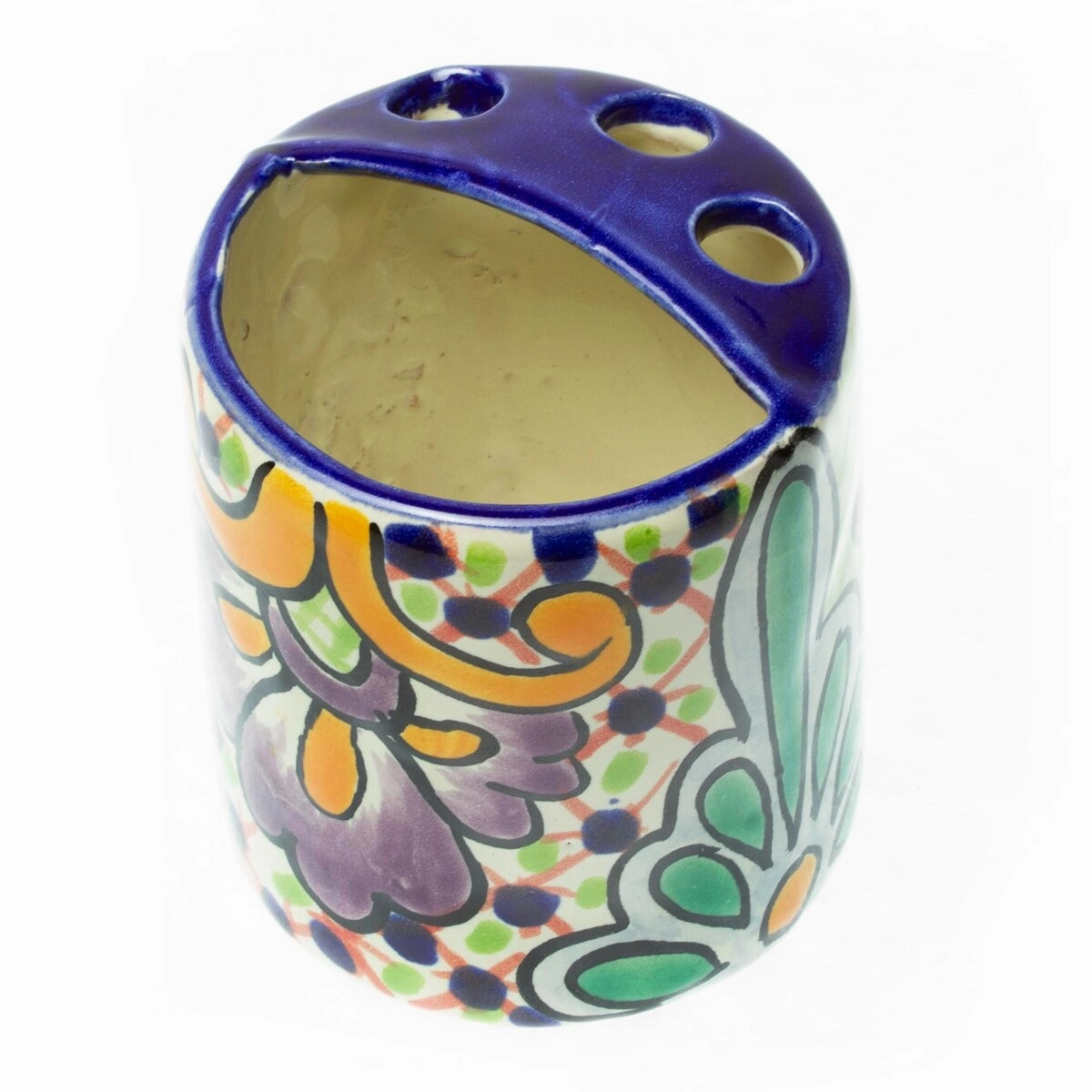 Novica Handmade Hidalgo Bouquet Ceramic Toothbrush Holder - Multi