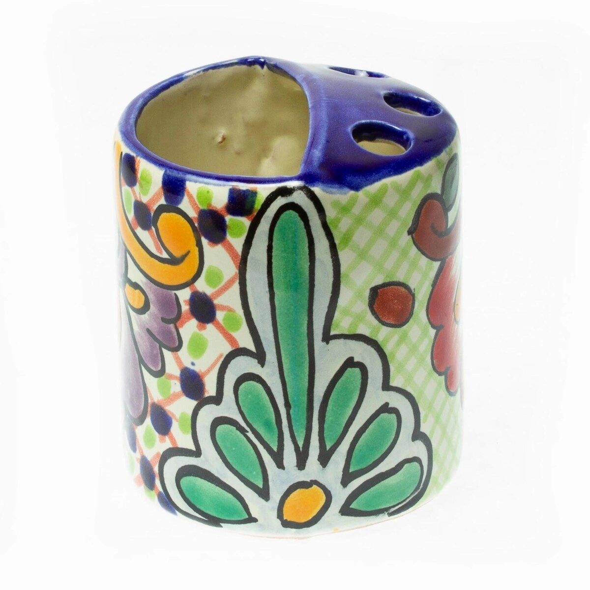 Novica Handmade Hidalgo Bouquet Ceramic Toothbrush Holder - Multi