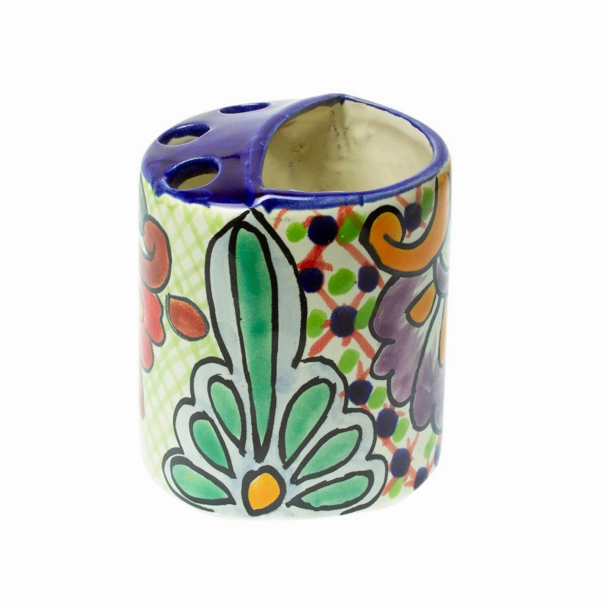 Novica Handmade Hidalgo Bouquet Ceramic Toothbrush Holder - Multi