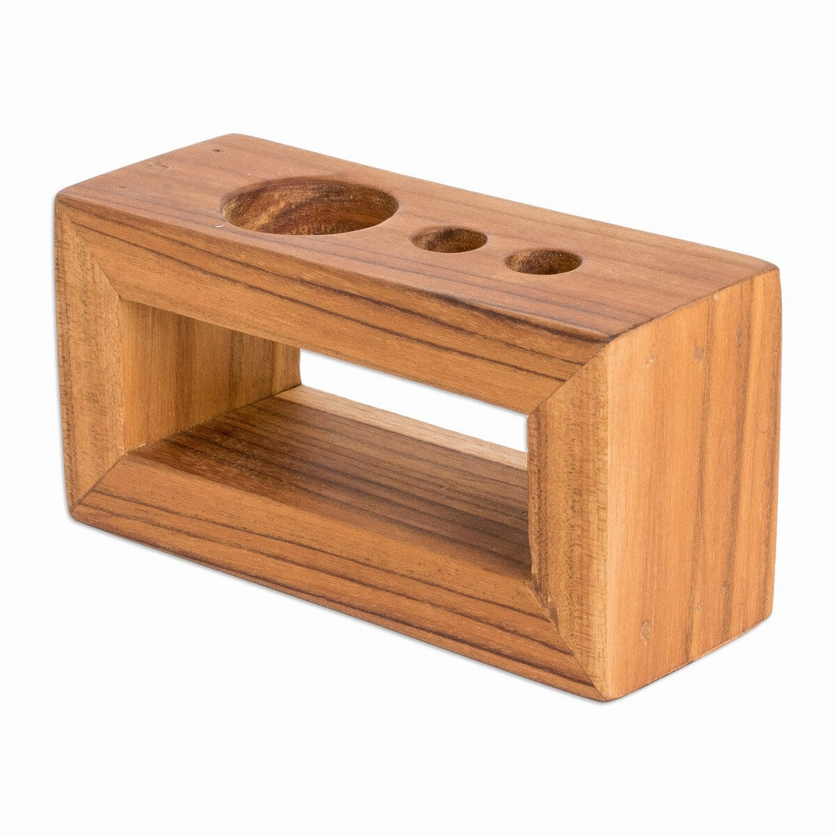 Novica Handmade Minimalist Plan Wood Toothbrush Holder - Brown