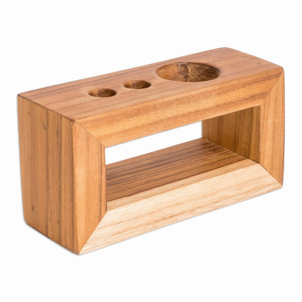 Novica Handmade Minimalist Plan Wood Toothbrush Holder - Brown
