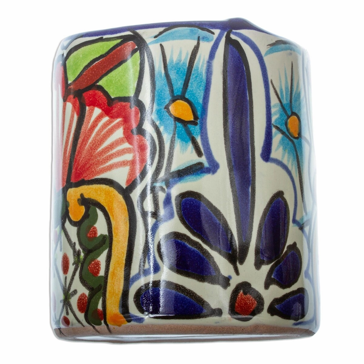 Novica Handmade Talavera Bouquet Ceramic Toothbrush Holder - Multicolor