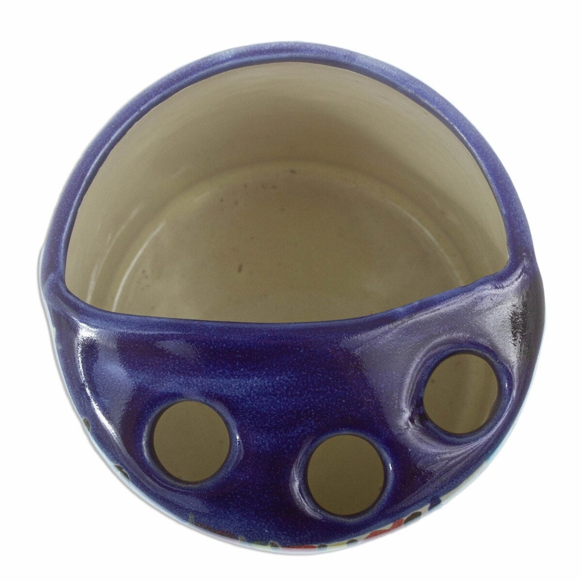 Novica Handmade Talavera Flowers Ceramic Toothbrush Holder - `