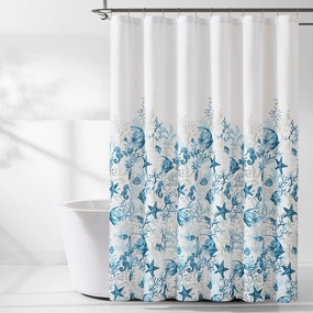 Oceana Watercolor Sea Life Linen Textured Shower Curtain shower curtain,bath curtain,bathroom decor