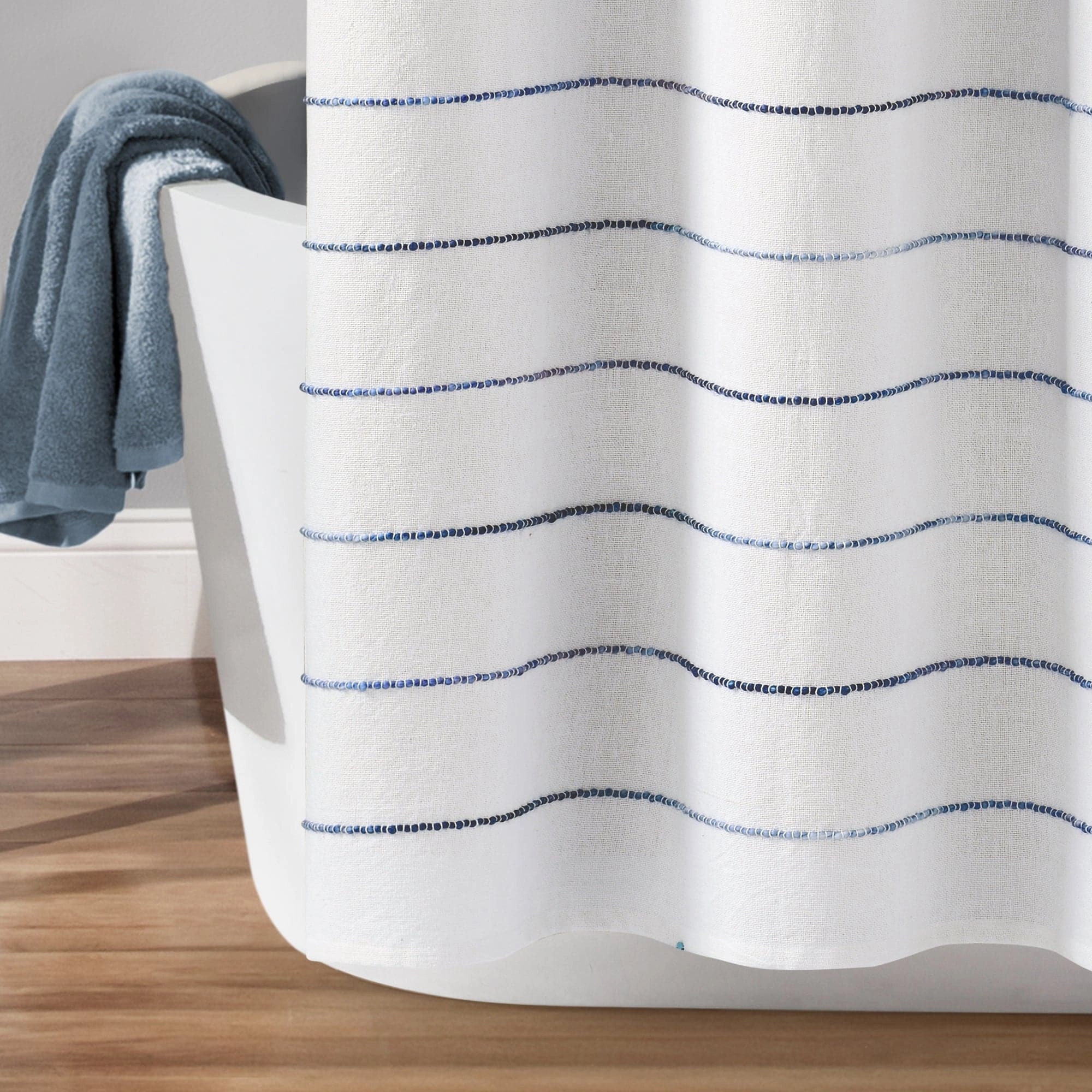 Ombre Stripe Yarn Dyed Recycled Cotton Blend Shower Curtain