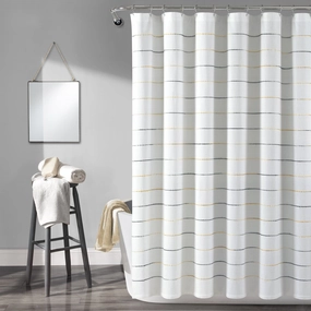 Ombre Stripe Yarn Dyed Recycled Cotton Blend Shower Curtain shower curtain,bath curtain,bathroom decor