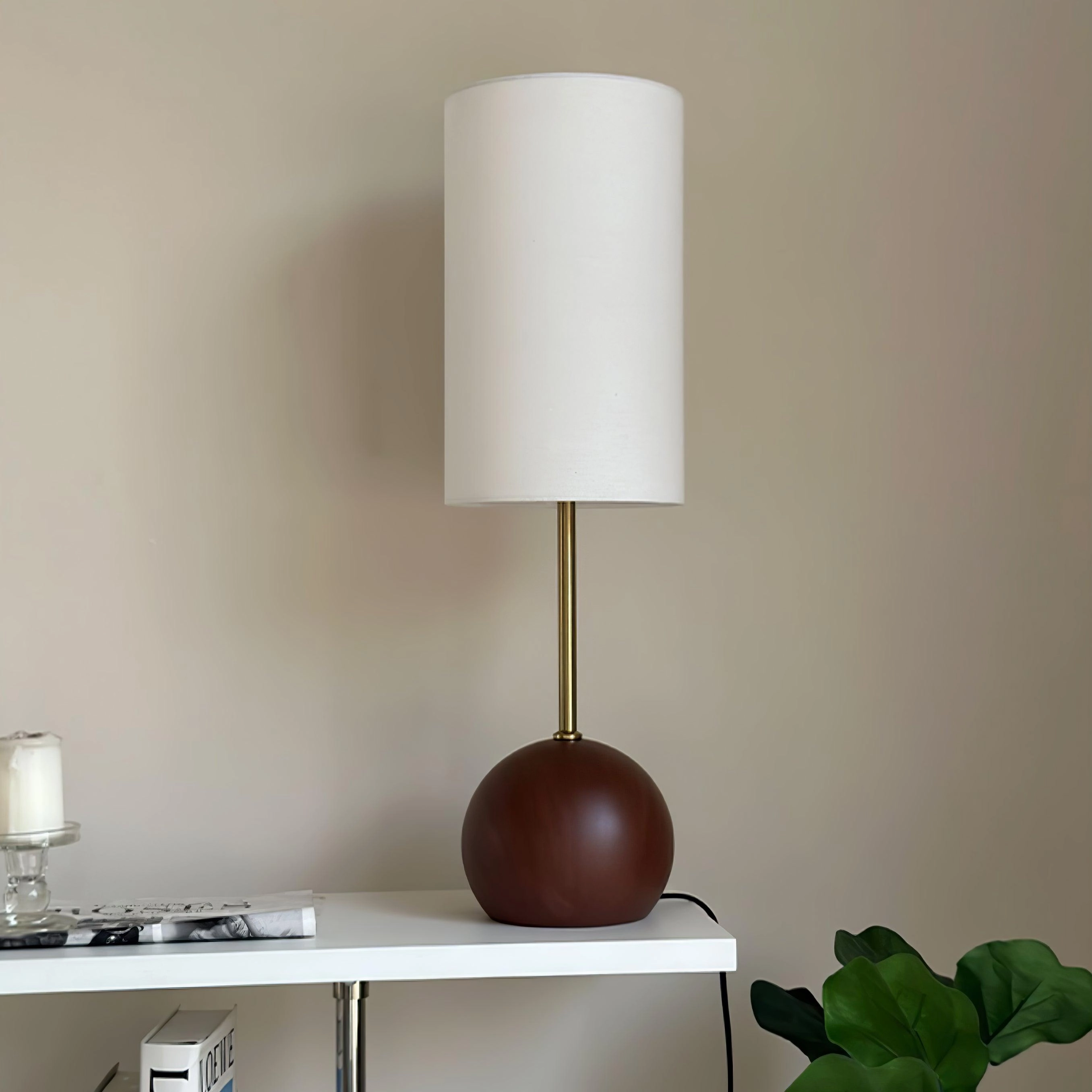 Orbis Wooden Sphere Table Lamp