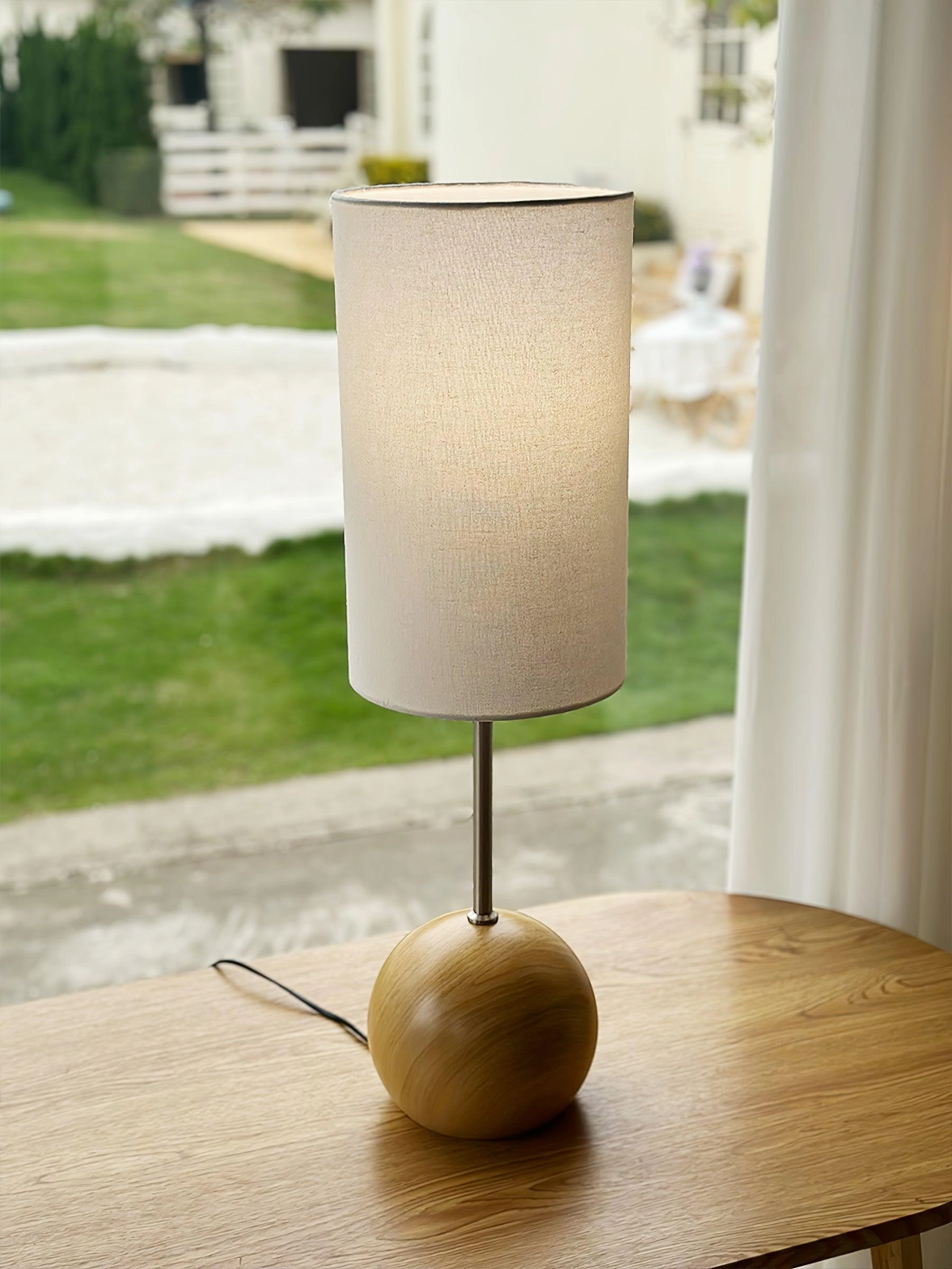 Orbis Wooden Sphere Table Lamp