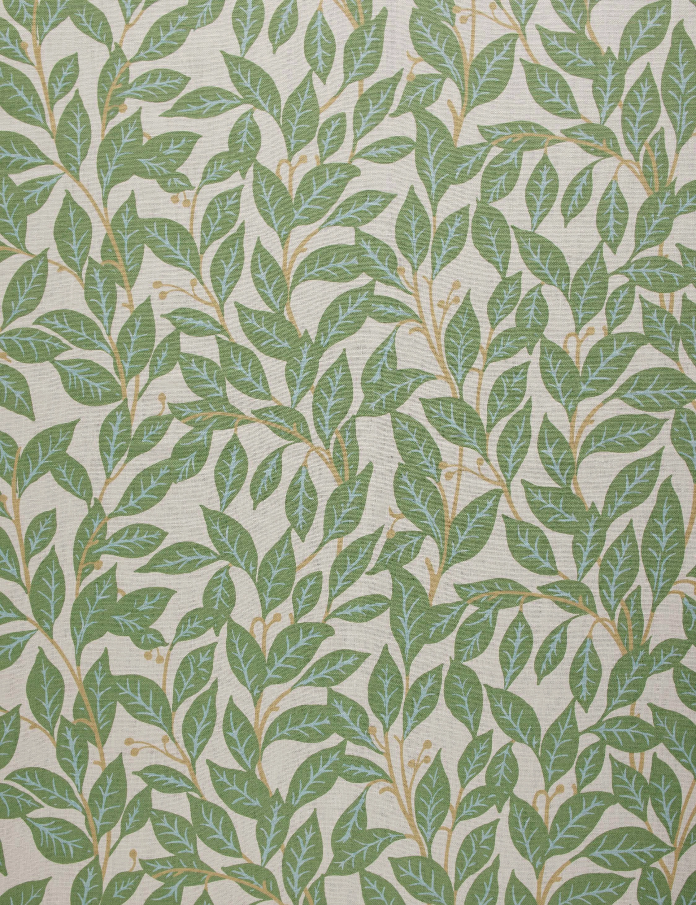Orchard Leaves Green on Linen by Wallshoppe