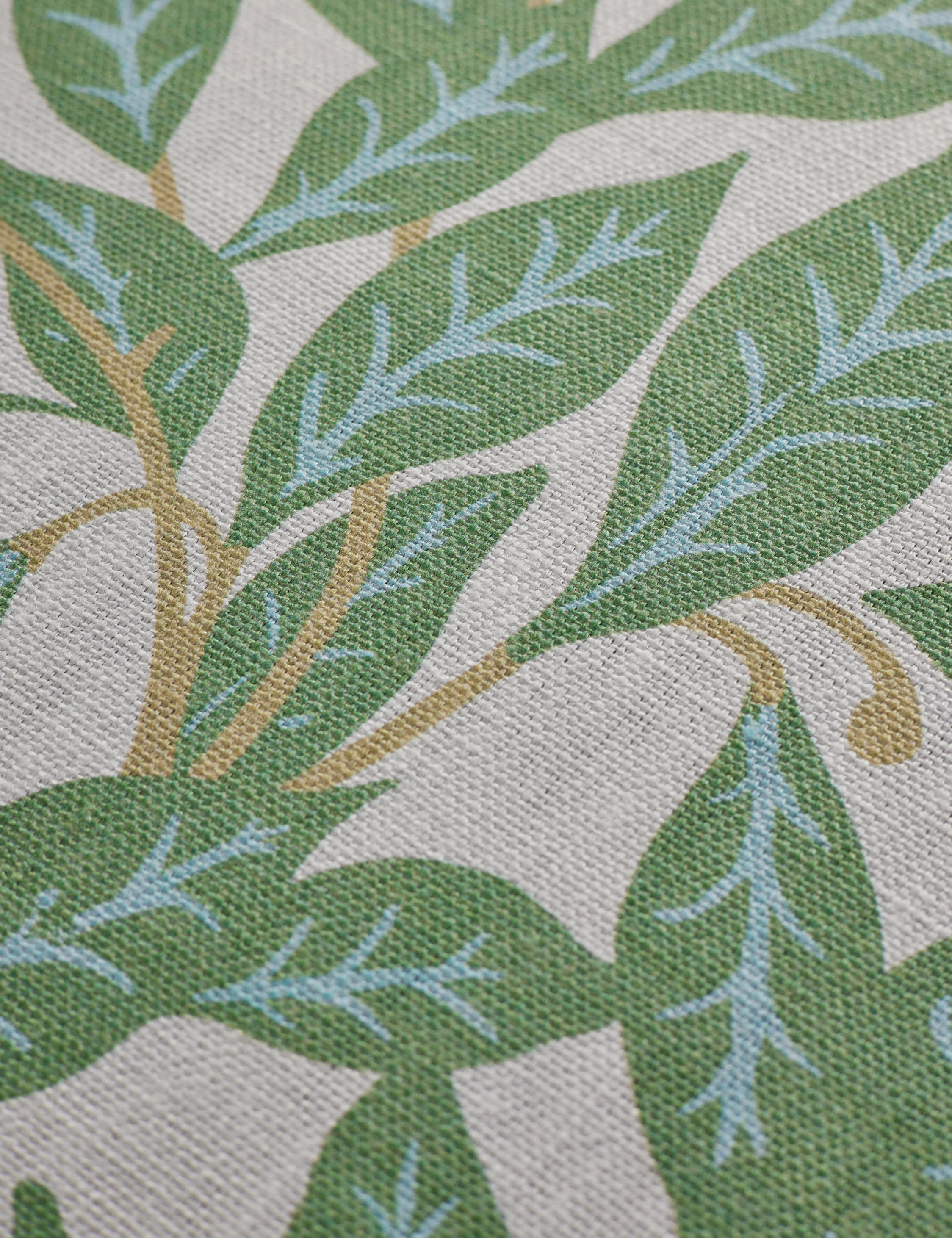 Orchard Leaves Green on Linen by Wallshoppe