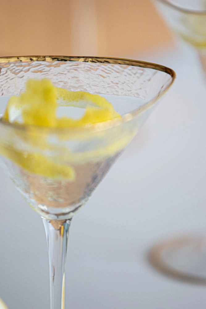 Organic Cocktail Glass With Gold Rim