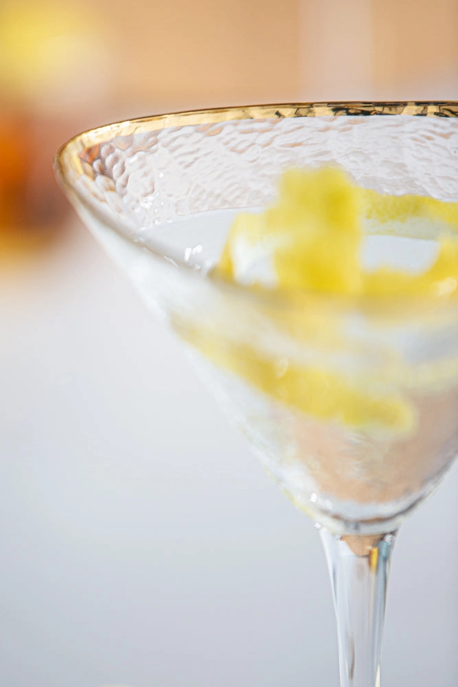 Organic Cocktail Glass With Gold Rim