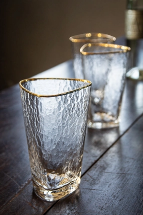 Organic Highball Glass With Gold Rim kitchenware,kitchen essentials,cooking tools
