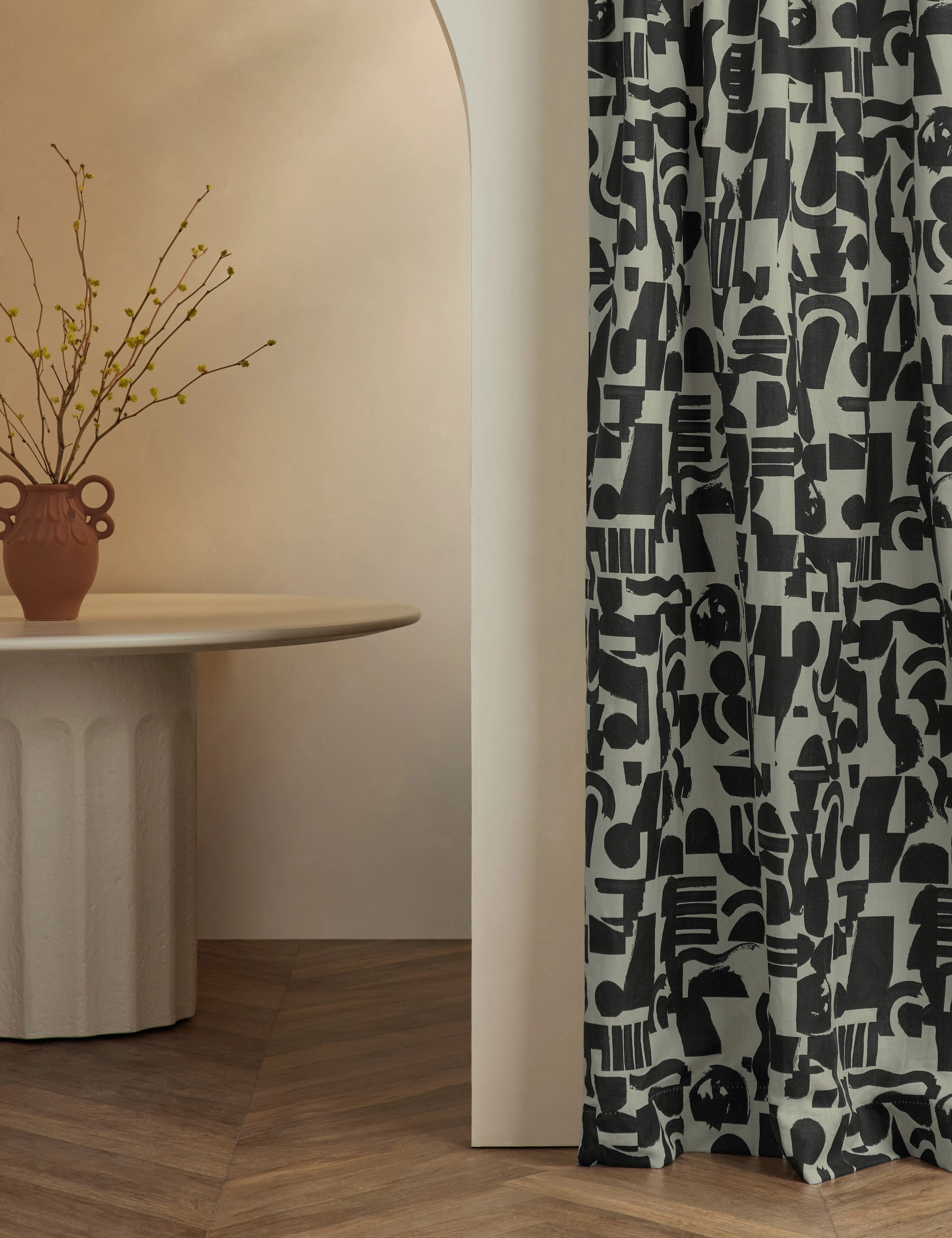 Organic Shapes Linen Curtain Panel by Sarah Sherman Samuel