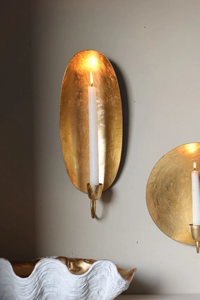 Oval Gold Leaf Candlestick Holder Wall Sconce area rugs,carpet,floor decoration