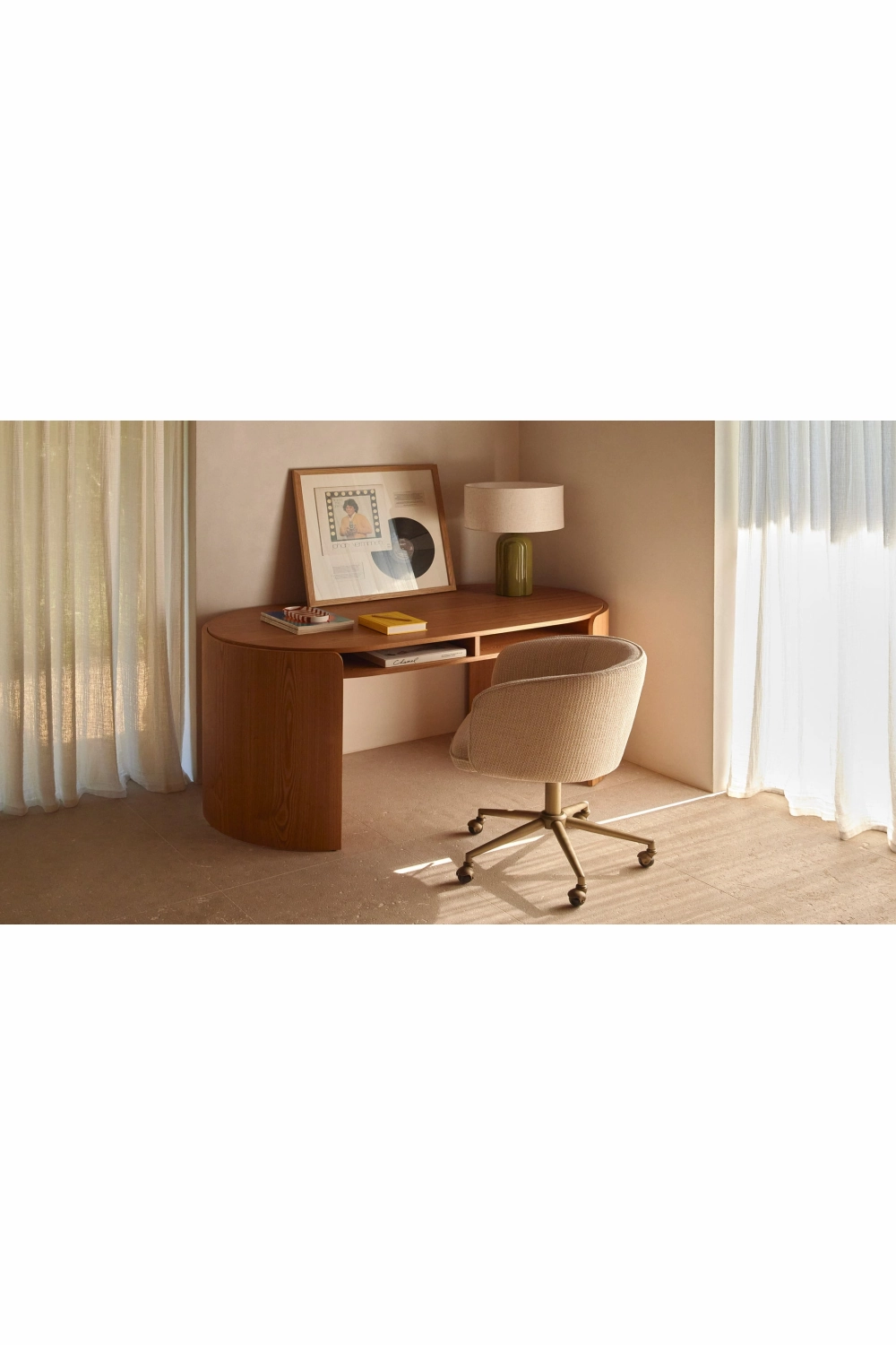 Oval Wood 2-Drawer Desk | NV Gallery Elipse
