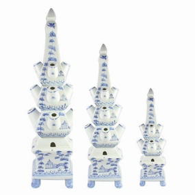 Pale Blue Village Scene Tulipiere vase,flower vase,home decoration