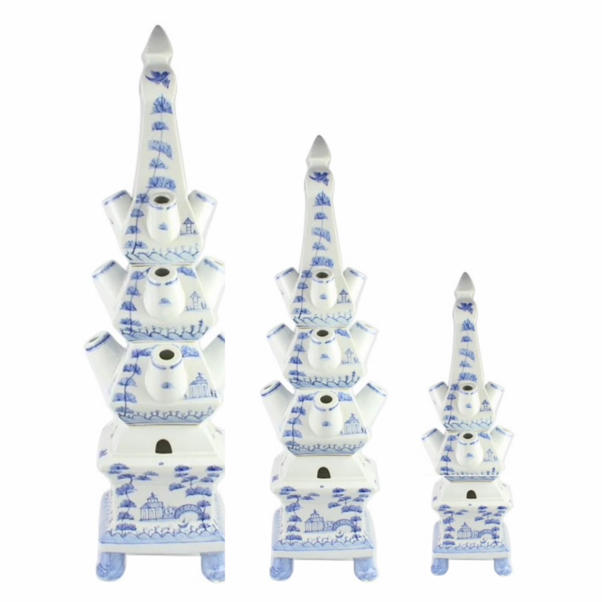 Pale Blue Village Scene Tulipiere vase,flower vase,home decoration