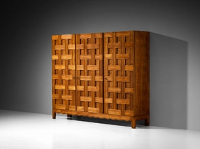 Paolo Buffa Large Highboard or Wardrobe in Chestnut 1940s storage cabinet,organizer,furniture storage