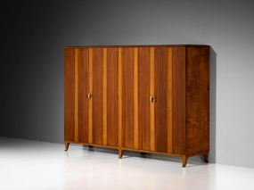 Paolo Buffa Wardrobe with Walnut Grissinato Front and Brass Accents storage cabinet,organizer,furniture storage