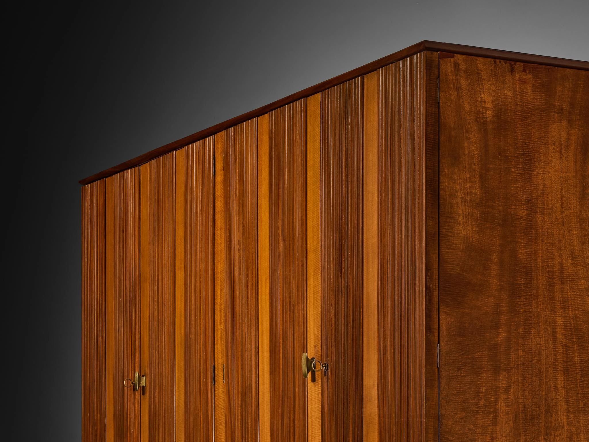 Paolo Buffa Wardrobe with Walnut Grissinato Front and Brass Accents