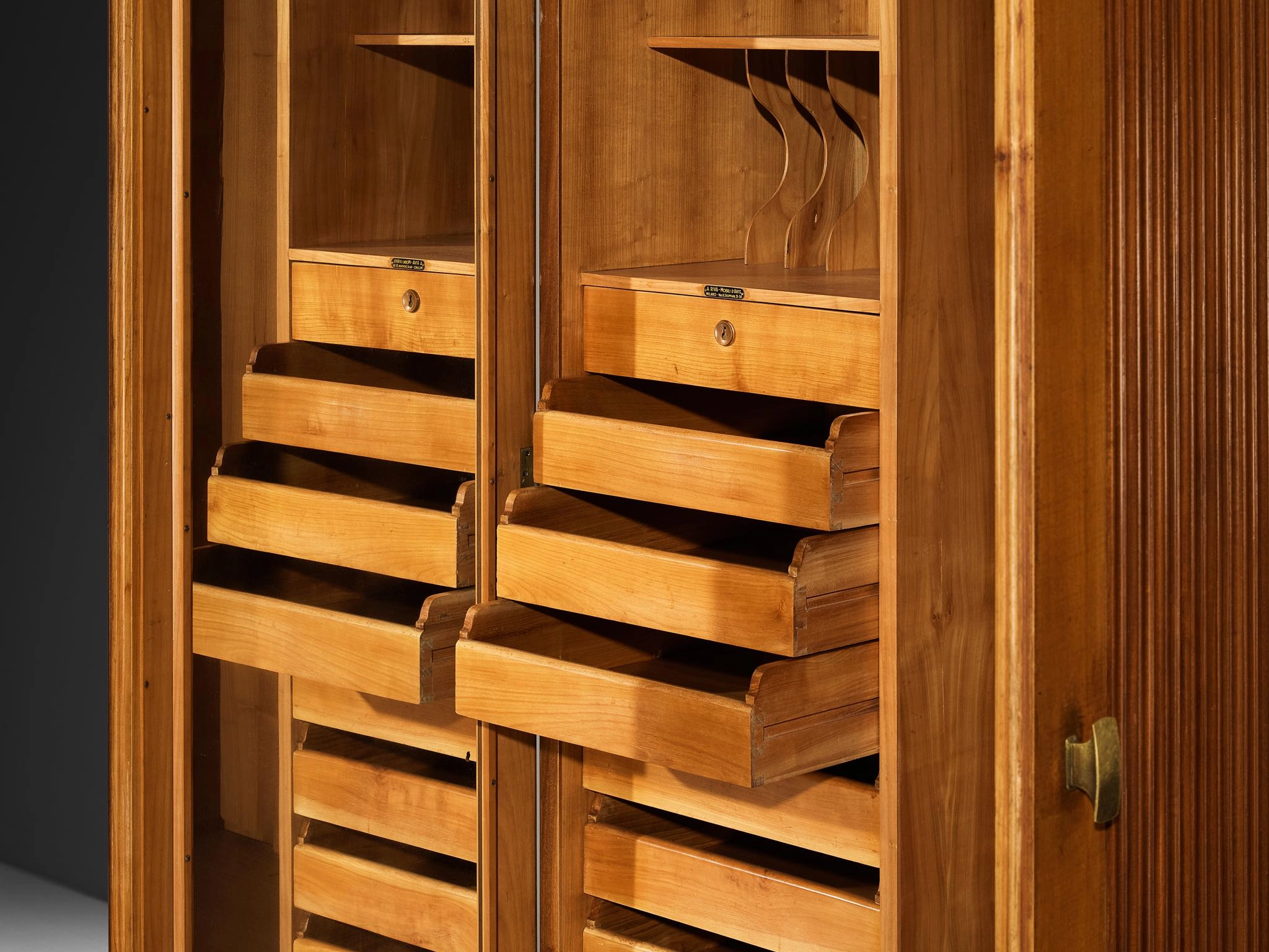 Paolo Buffa Wardrobe with Walnut Grissinato Front and Brass Accents