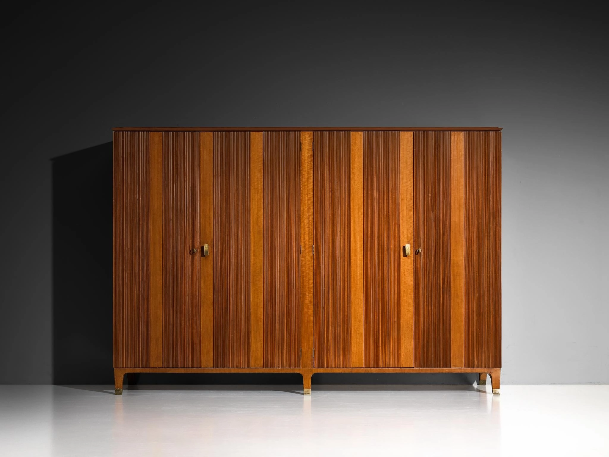 Paolo Buffa Wardrobe with Walnut Grissinato Front and Brass Accents