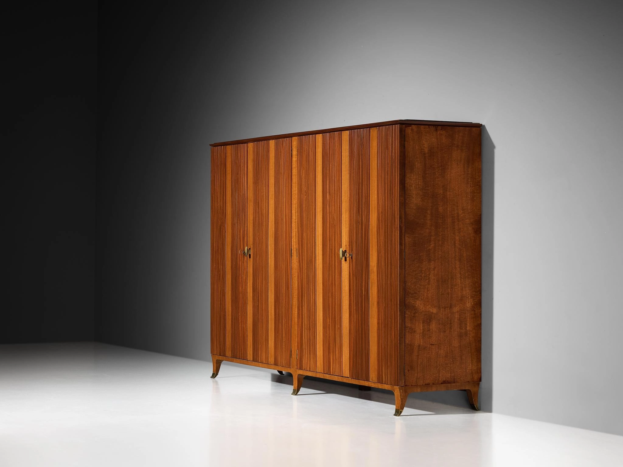 Paolo Buffa Wardrobe with Walnut Grissinato Front and Brass Accents