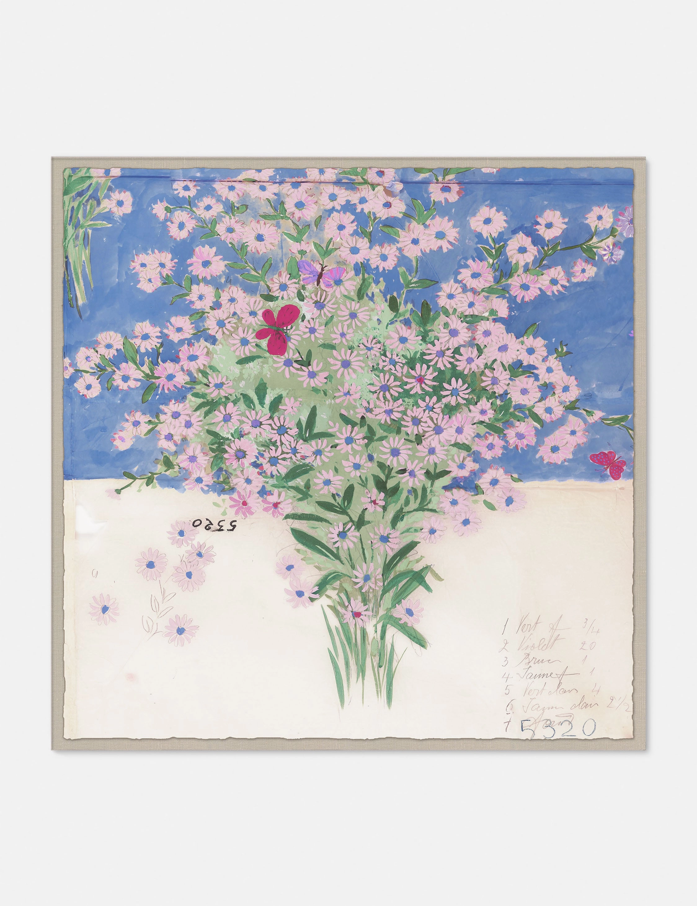 Papillons Et Margeurites Diptych Print by Paule Marrot