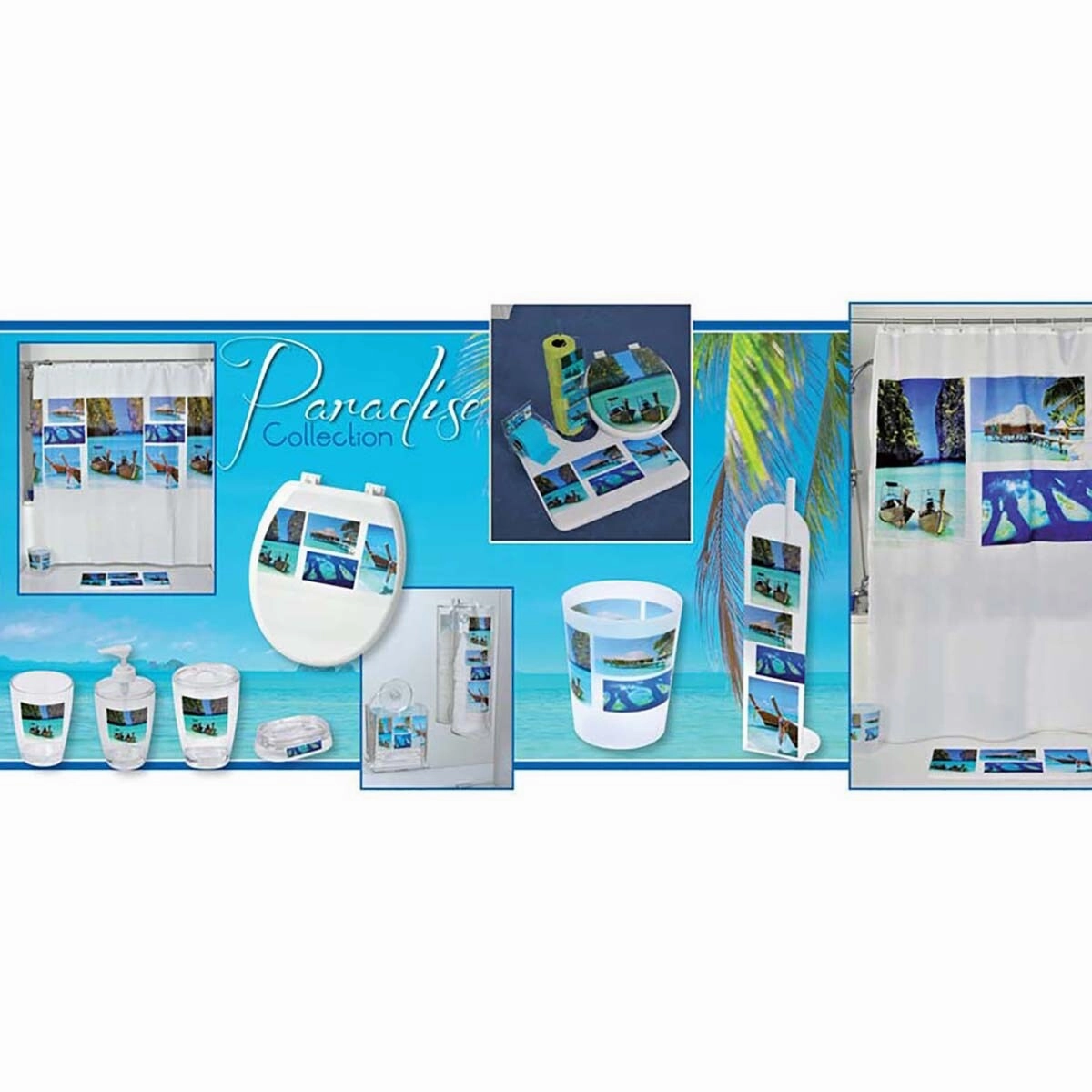 Paradise Clear Toothbrush Holder Stand for Bathroom Vanity Countertop - Blue, Green, Brown, Multicolor - 3" L x 3" W x 4.8" H
