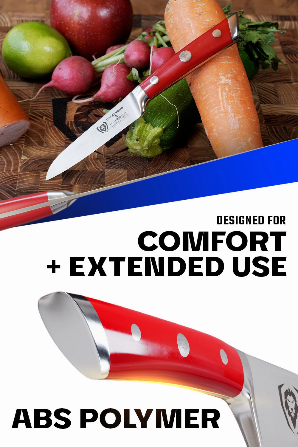 Paring Knife 3.5" | Crimson Red ABS Handle | Gladiator Series | NSF Certified | Dalstrong 