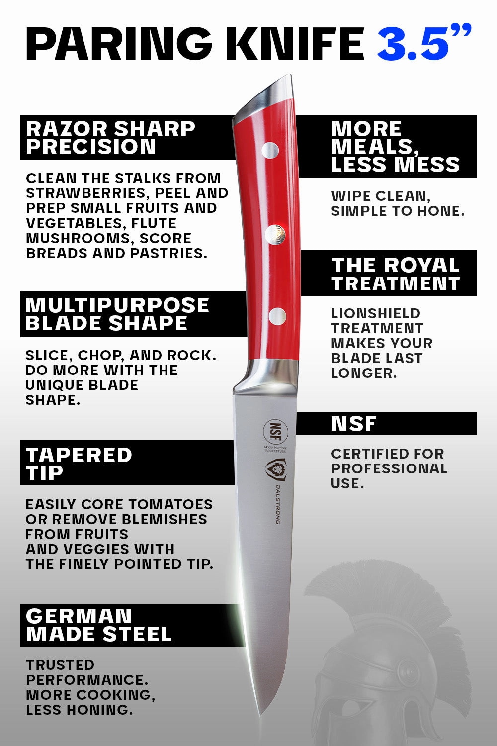 Paring Knife 3.5" | Crimson Red ABS Handle | Gladiator Series | NSF Certified | Dalstrong 