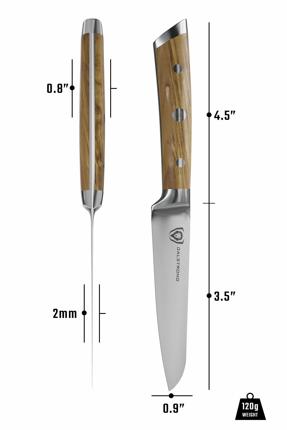 Paring Knife 3.5" | Olive Wood | Gladiator Series | Dalstrong 