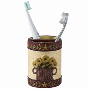 Park Designs Folk Crow Bath Toothbrush Holder - Yellow - 4.5"H x 3.25"Dia toothbrush holder,bathroom cup,bathroom organizer