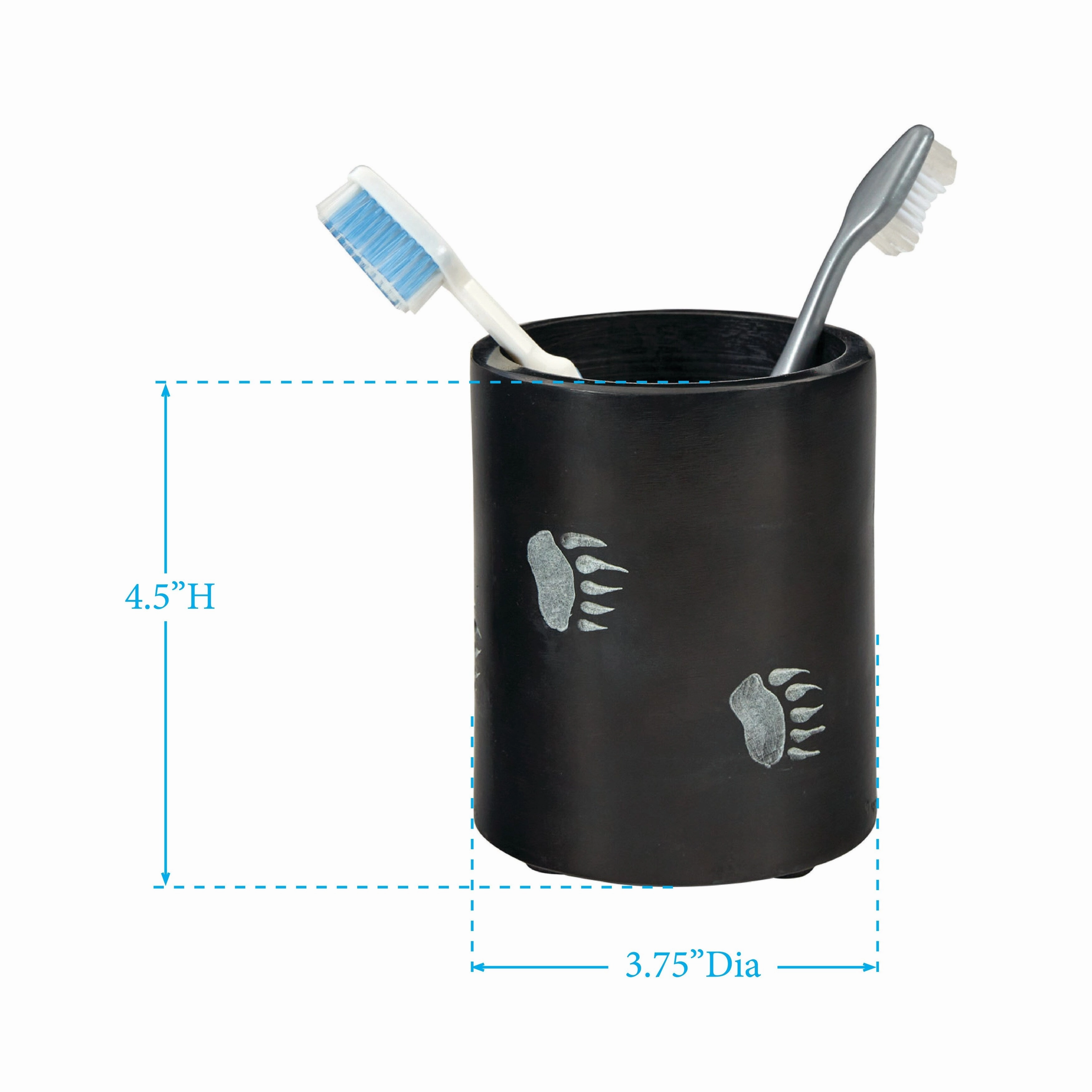 Park Designs Wild Woods Bear Toothbrush Holder - Black - 3.75 x 3.75 x 4.5