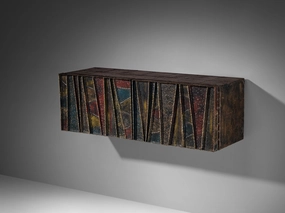 Paul Evans Deep Relief Wall-Mounted Sideboard in Welded Steel storage cabinet,organizer,furniture storage