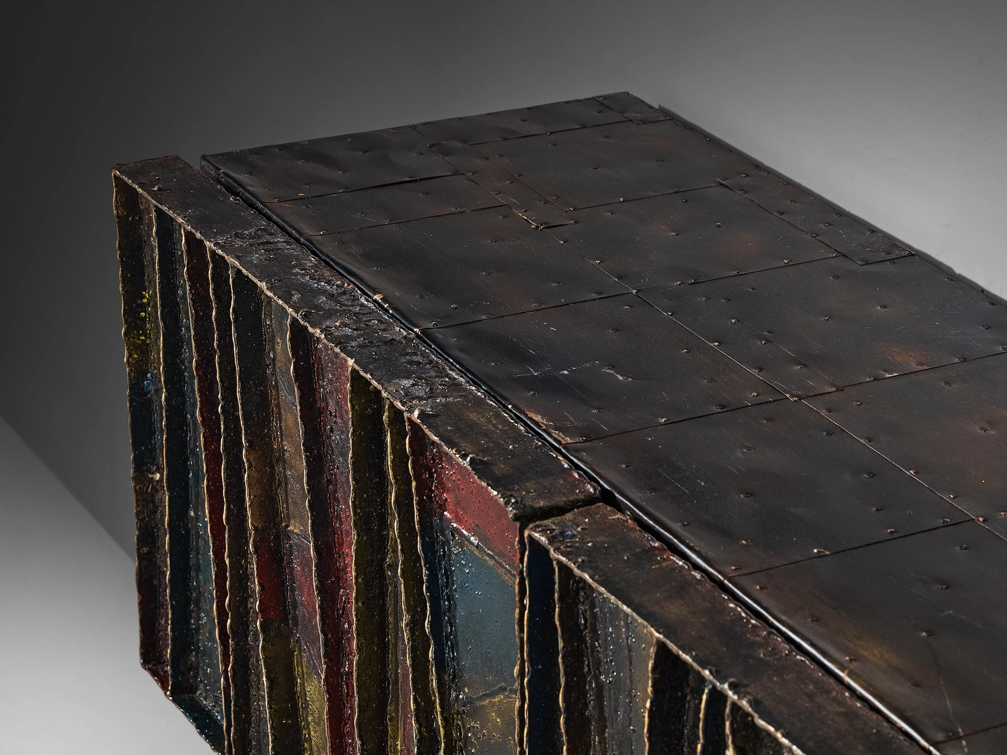 Paul Evans Deep Relief Wall-Mounted Sideboard in Welded Steel