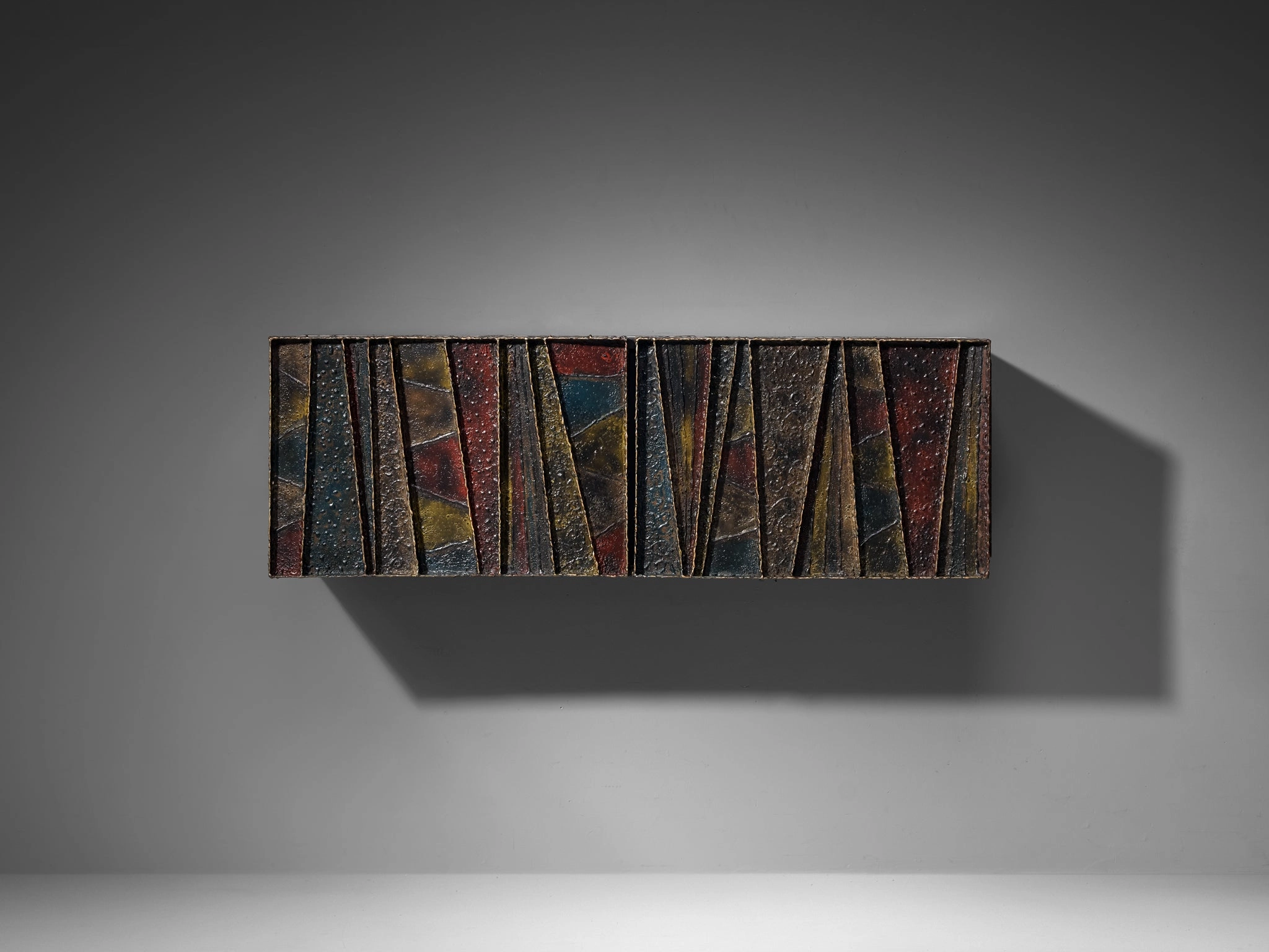 Paul Evans Deep Relief Wall-Mounted Sideboard in Welded Steel
