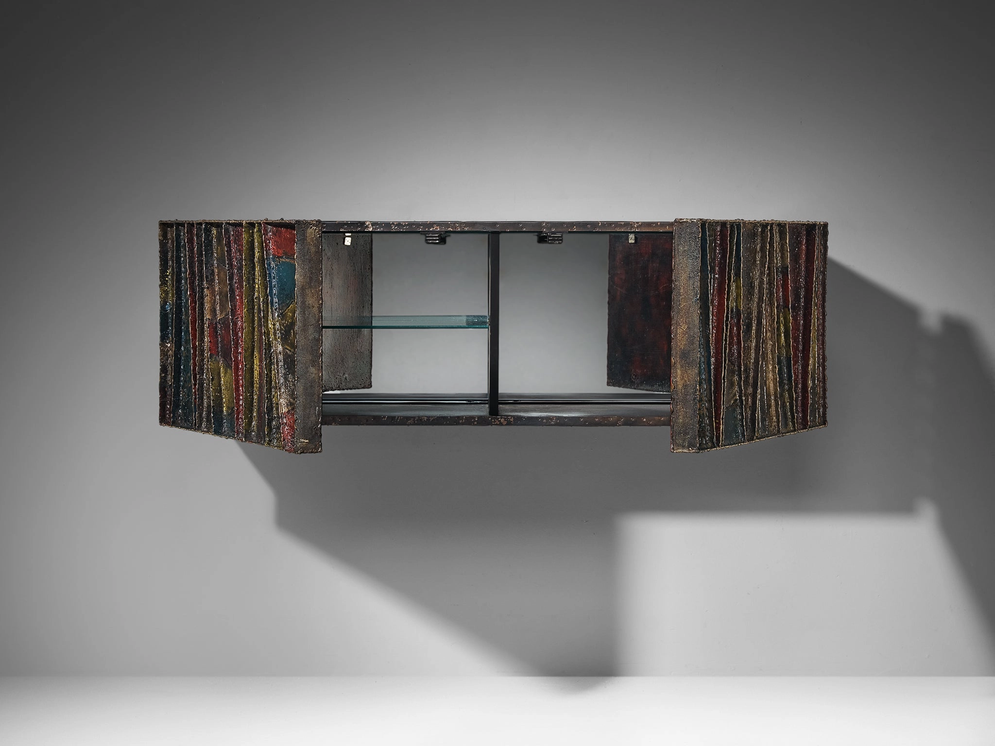 Paul Evans Deep Relief Wall-Mounted Sideboard in Welded Steel
