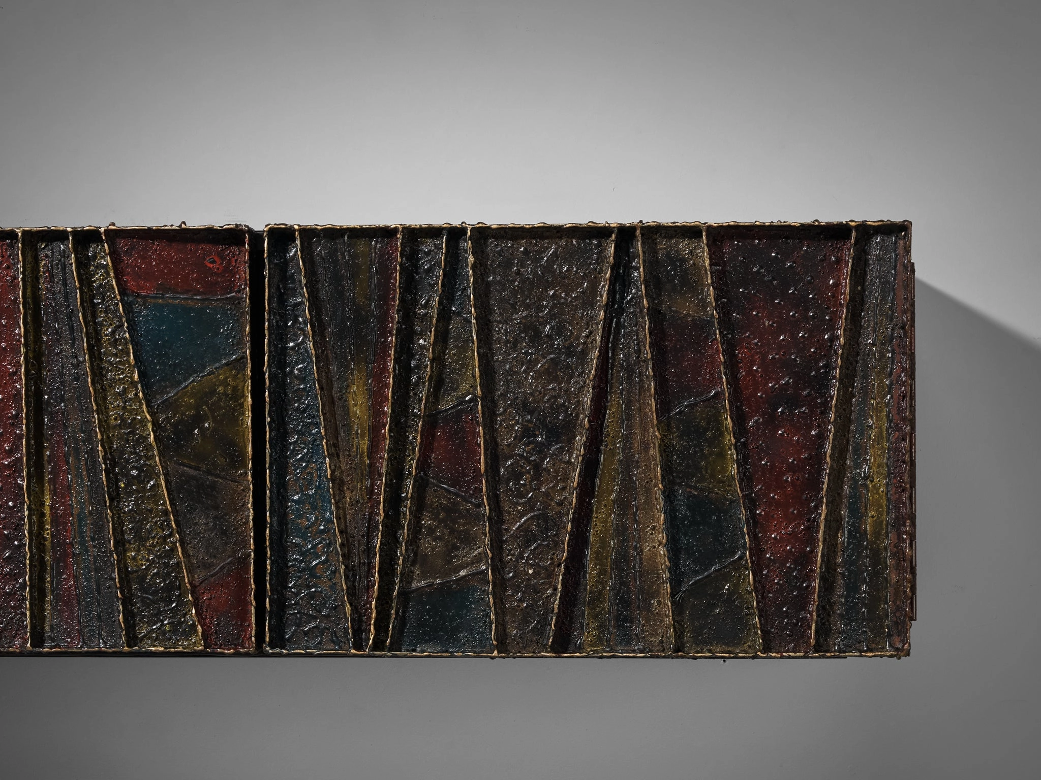 Paul Evans Deep Relief Wall-Mounted Sideboard in Welded Steel