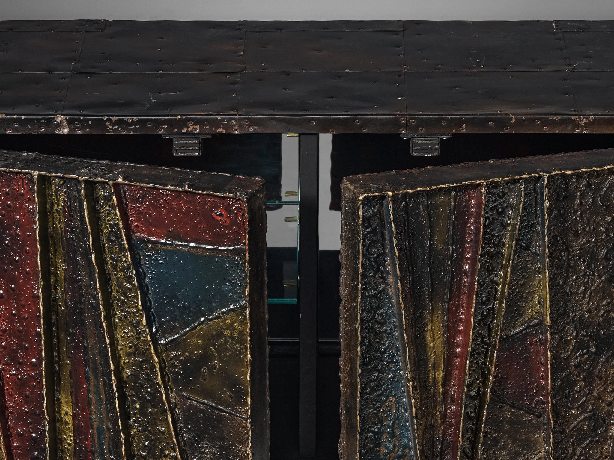 Paul Evans Deep Relief Wall-Mounted Sideboard in Welded Steel