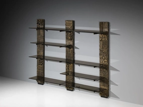 Paul Evans for Directional 'PE 68' Wall Unit in Bronzed Resin and Glass storage cabinet,organizer,furniture storage