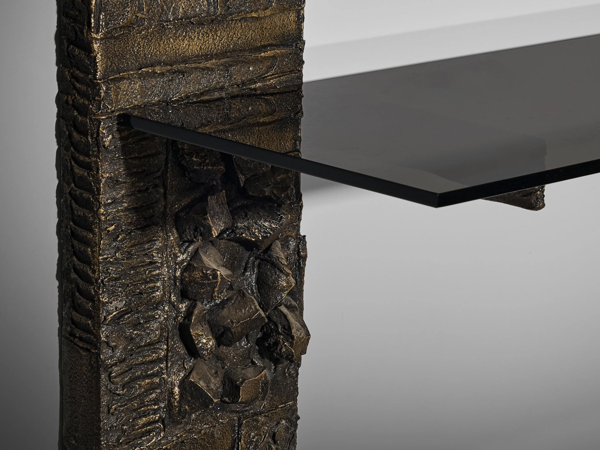 Paul Evans for Directional 'PE 68' Wall Unit in Bronzed Resin and Glass
