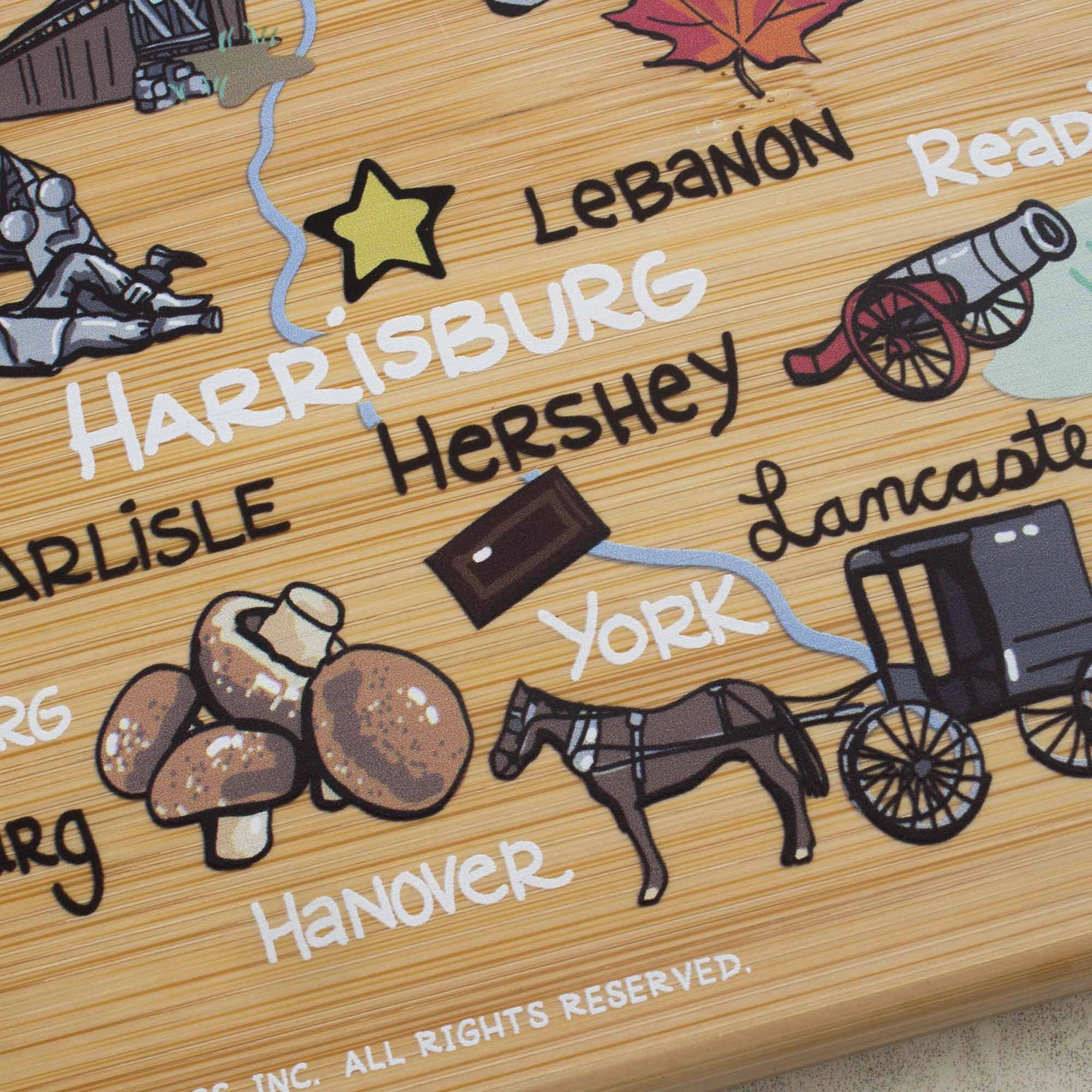 Pennsylvania Cutting Board with Artwork by Fish Kiss