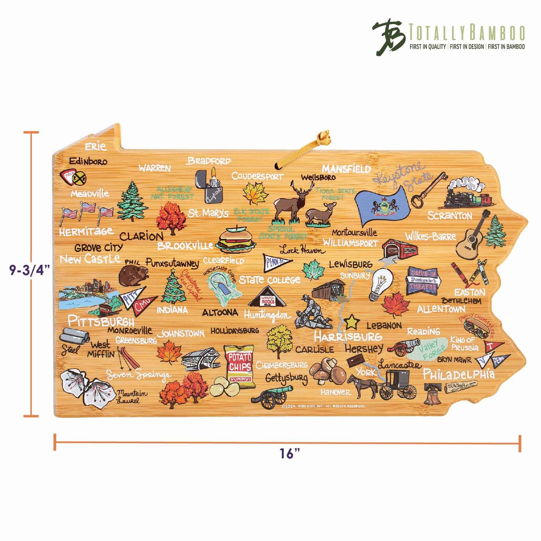 Pennsylvania Cutting Board with Artwork by Fish Kiss
