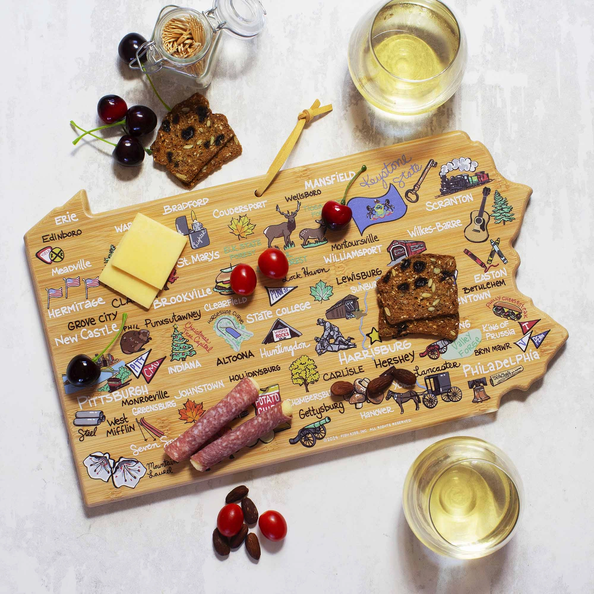 Pennsylvania Cutting Board with Artwork by Fish Kiss