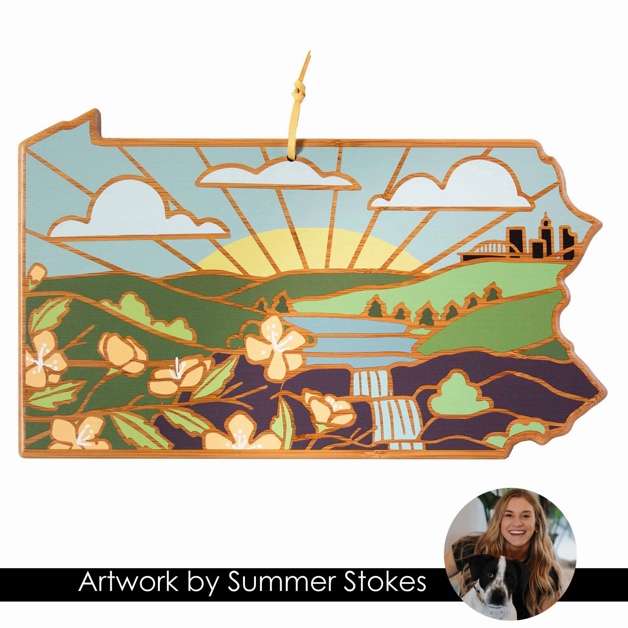 Pennsylvania Cutting Board with Artwork by Summer Stokes