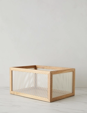 Perforated Acacia Basket by NEAT Method home decor,home accents,interior accessories
