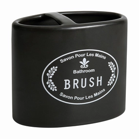 Pharmasique Toothbrush Holder - Black - 3.94" x 2.36" x 3.94 toothbrush holder,bathroom cup,bathroom organizer